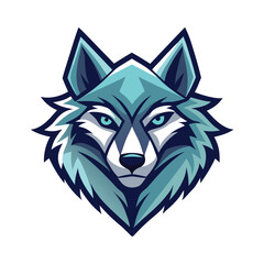 Powerful sharp geometric vector wolf head mascot logo illustration