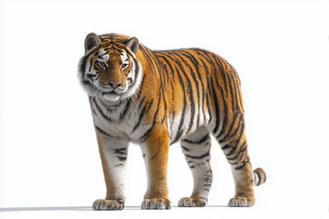 Obraz premium Tiger auf weißem Hintergrund – Symbol für Stärke und Eleganz