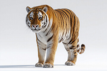 Fototapeta premium Tiger auf weißem Hintergrund – Symbol für Stärke und Eleganz