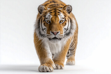 Obraz premium Tiger auf weißem Hintergrund – Symbol für Stärke und Eleganz