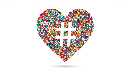 Colorful Hashtag Heart Symbol for Social Media Love Concept