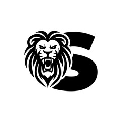 Letter S with Roaring lion head logo vector 