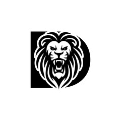 Letter D with Roaring lion head logo vector