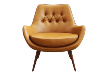 Mid-century modern lounge chair with brown leather upholstery in a cozy indoor setting ideal for relaxation and style