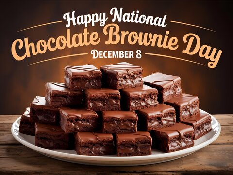 Celebrate national chocolate brownie day with a delicious stack of rich fudgy brownies - Powered by Adobe