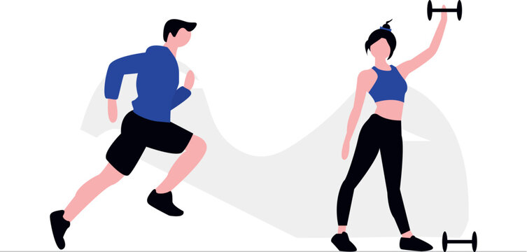 Dynamic illustration of athletes engaged in various training activities showcasing teamwork and individual effort in a vibrant modern style