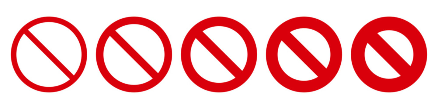 Set of Red Prohibition sign, Ban sign or Restriction Sign Icon for design in apps and web interfaces vector stock illustration eps 10