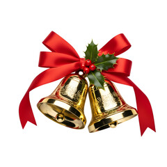 christmas bells with red ribbon