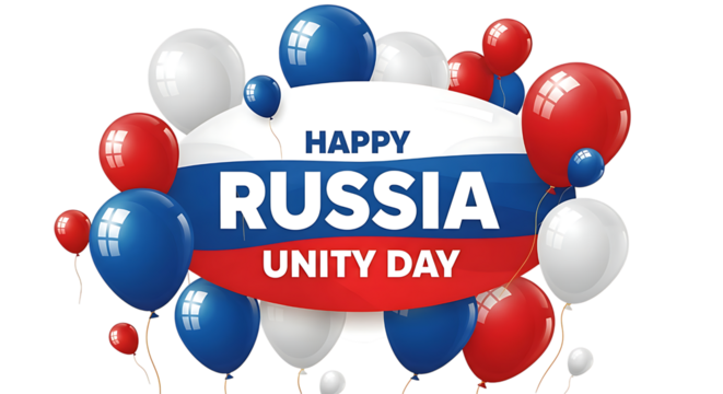 Russia unity day celebration banner with tricolor balloons - Powered by Adobe
