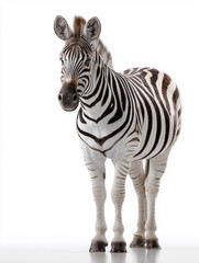 Fototapeta premium Zebra auf weißem Hintergrund – afrikanisches Wildtier, Freisteller
