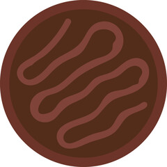 Brown Circular Cookie with Swirled Icing on a Transparent Background Flat Vector Illustration