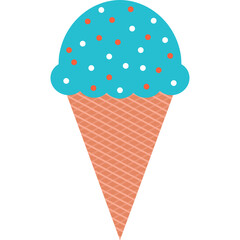 Blue Ice Cream Cone With Sprinkles On A White Background