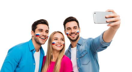 Friends Taking Selfie with National Flag Face Paint