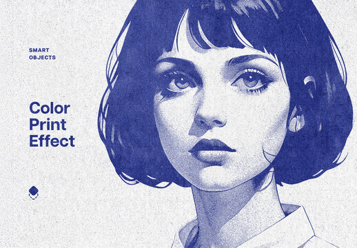 Color Risoprint Photo Effect Mockup