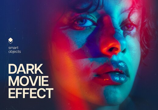 Dark Movie Photo Effect Mockup