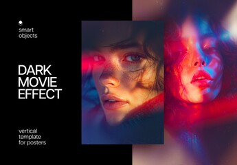 Dark Movie Poster Photo Effect Mockup