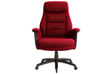 Fototapeta premium Elegant maroon high-back office chair designed for comfort and style in a modern workspace, perfect for long hours of work or study