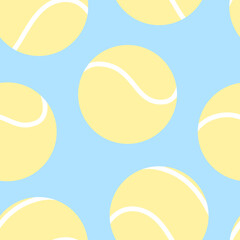 A bright simple pattern with tennis balls on a shimmering blue background