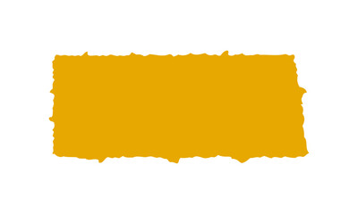 A piece of paper with rough edges. Torn cardboard tag, label, sticker shape. Empty black rectangular text box template. Vector graphic illustration