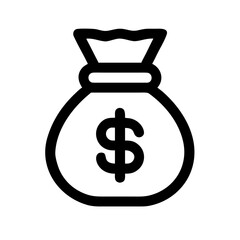 Money bag icon for finance and investment concepts, a symbol of wealth and prosperity, originally a scalable graphic, ideal for business and financial themes