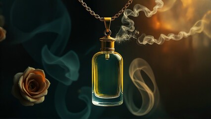bottle of perfume on a black background