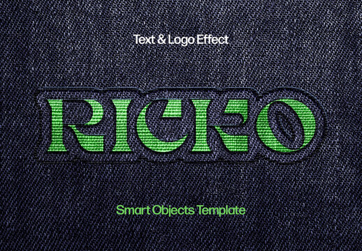 Denim Patch Text & Logo Effect Mockup