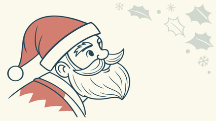 Obraz premium Charming line art illustration of santa claus in profile, ideal for vintage christmas themes and holiday designs