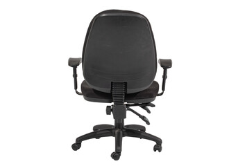 Chair office chair professional chair movable adjustable cushion seat black comfortable back view white background