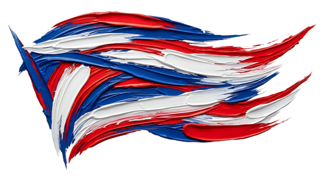 Paint texture of red white blue brushstroke