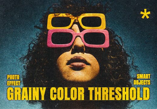 Grainy Colored Threshold Photo Effect Mockup