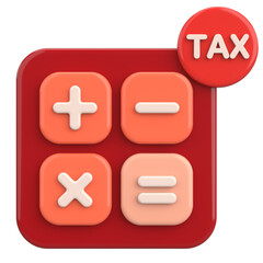 Fototapeta premium 3D Tax Icon Illustration with Calculator and Finance Elements.