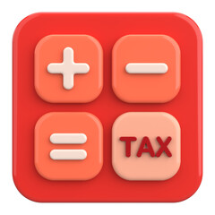 Obraz premium 3D Tax Icon Illustration with Calculator and Finance Elements.