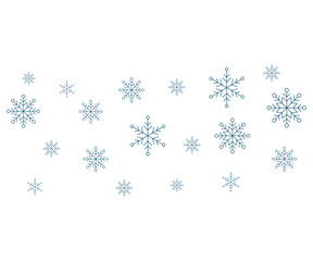 Snowflake Pattern. Snowflake Vector Icons Set, Editable Winter Crystal Collection in Blue and White for Holiday, Christmas, and New Year Design Elements