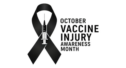 October Vaccine Injury Awareness Month black ribbon syringe