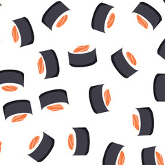 sushi seamless pattern background. Japanese food. Vector seamless pattern on transparent background.