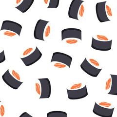 sushi seamless pattern background. Japanese food. Vector seamless pattern on transparent background.