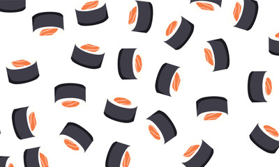 sushi seamless pattern background. Japanese food. Vector seamless pattern on transparent background.