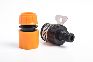 Faucet to hose connector isolated on white background