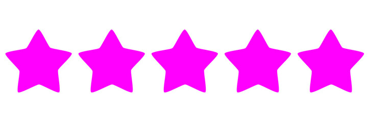 Pink five star rating symbol for feedback and customer review design