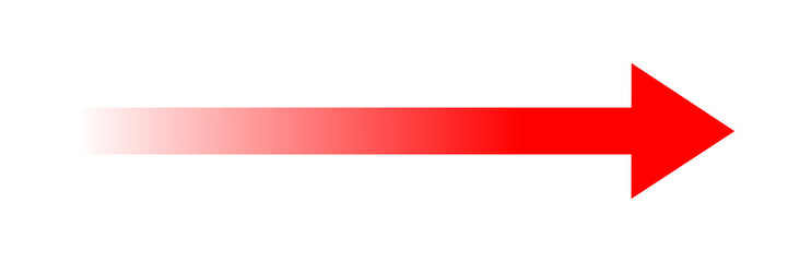 Red gradient right arrow with soft fading effect on transparent background for direction and navigation design