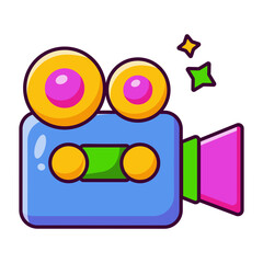 A flat style icon representing video recording