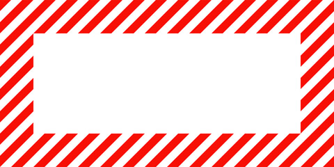 Warning sign with red and white diagonal lines. Attention, danger or caution symbol. Construction site signage, road safety notice, hazard banner, security alert shield. Vector illustration