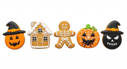 Halloween cookies assortment isolated on a transparent background