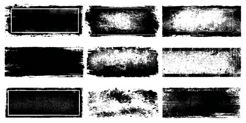 Abstract grunge frame texture set black and white distressed border design .old rough vintage grungy background dirty cracked worn paper edge template .frame texture collection for graphic design .