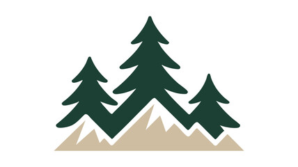 Fototapeta premium Stylized evergreen trees on mountain peaks