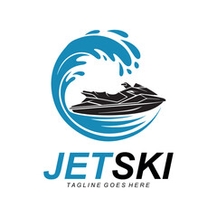Jet Ski Rider Logo Design for Water Sports and Adventure Brand Identity