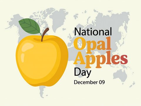 Celebrate national opal apples day on december 30th with a bright yellow apple illustration