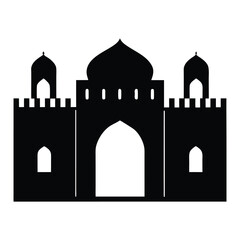 vector silhouette of Omani gate and wall architecture 
