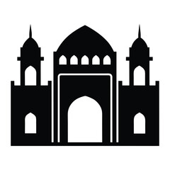 vector silhouette of Omani gate and wall architecture 
