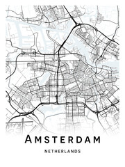 City map of the Amsterdam, Netherlands - concept art.